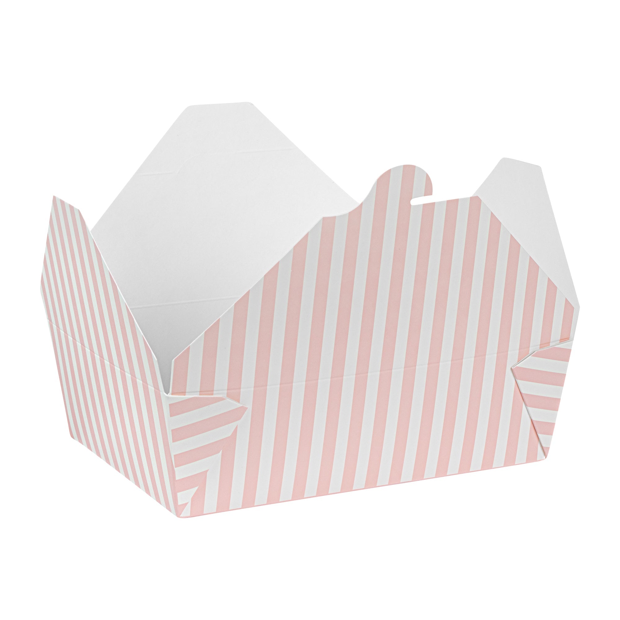 Bio Tek 71 oz Rectangle Pink and White Stripe Paper #3 Bio Box Take Out Container - 8 1/2" x 6 1/4" x 2 1/2" -50 count box