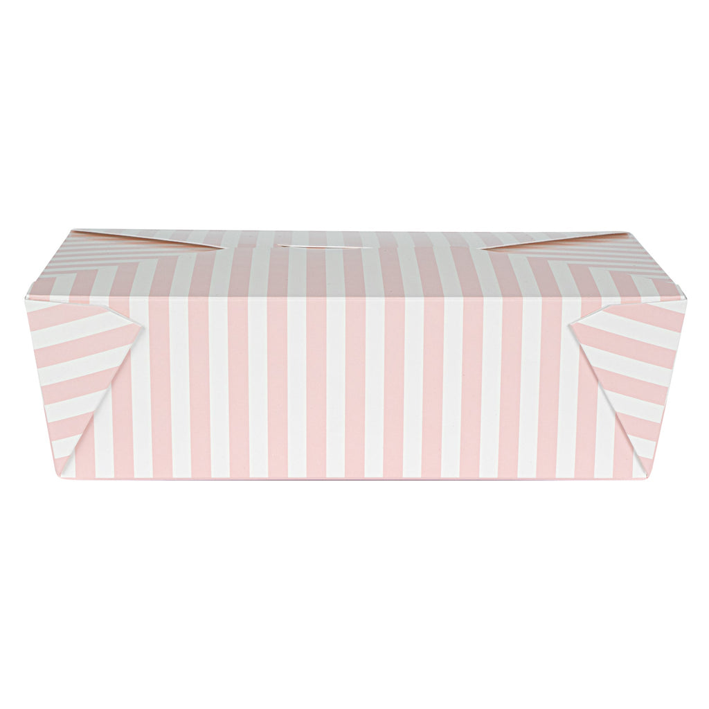 Bio Tek 71 oz Rectangle Pink and White Stripe Paper #3 Bio Box Take Out Container - 8 1/2" x 6 1/4" x 2 1/2" - 200 count box