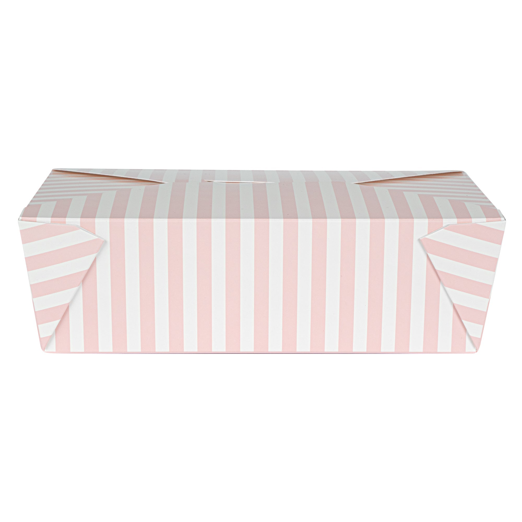 Bio Tek 71 oz Rectangle Pink and White Stripe Paper #3 Bio Box Take Out Container - 8 1/2" x 6 1/4" x 2 1/2" - 200 count box