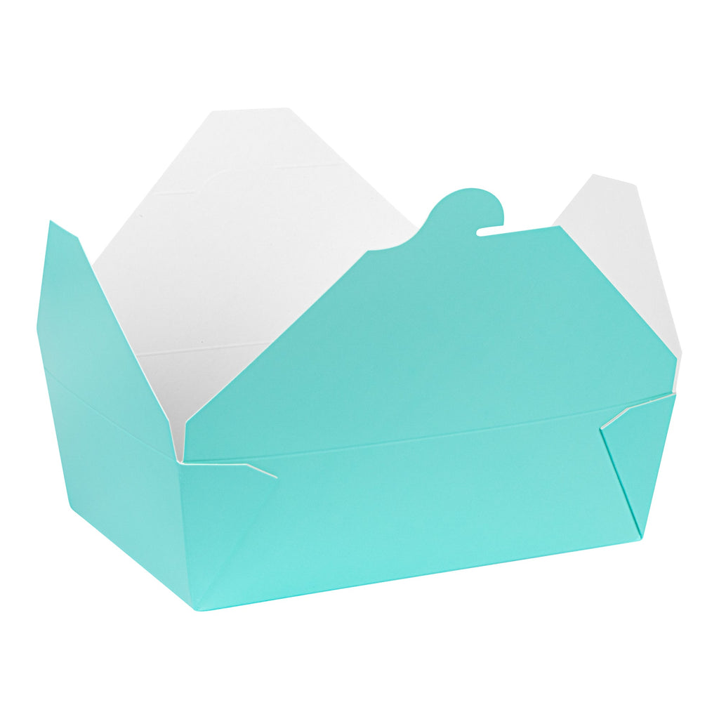 Bio Tek 71 oz Rectangle Turquoise Paper #3 Bio Box Take Out Container - 8 1/2" x 6 1/4" x 2 1/2" -50 count box