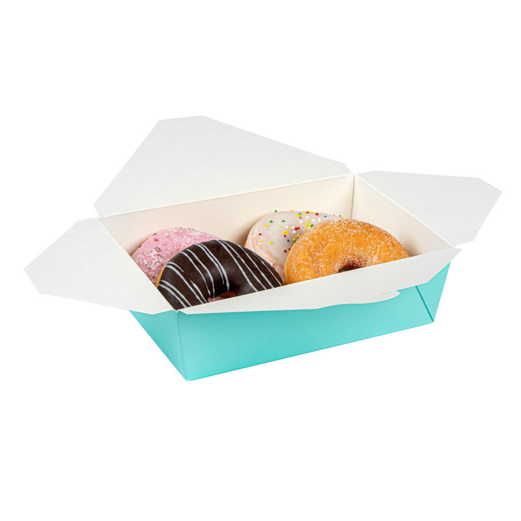 Bio Tek 71 oz Rectangle Turquoise Paper #3 Bio Box Take Out Container - 8 1/2" x 6 1/4" x 2 1/2" - 200 count box