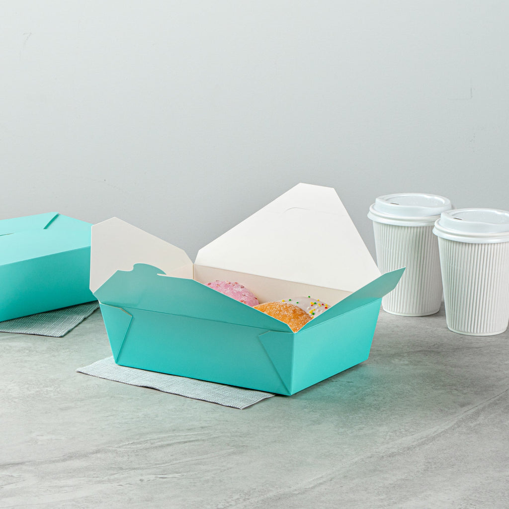 Bio Tek 71 oz Rectangle Turquoise Paper #3 Bio Box Take Out Container - 8 1/2" x 6 1/4" x 2 1/2" - 200 count box