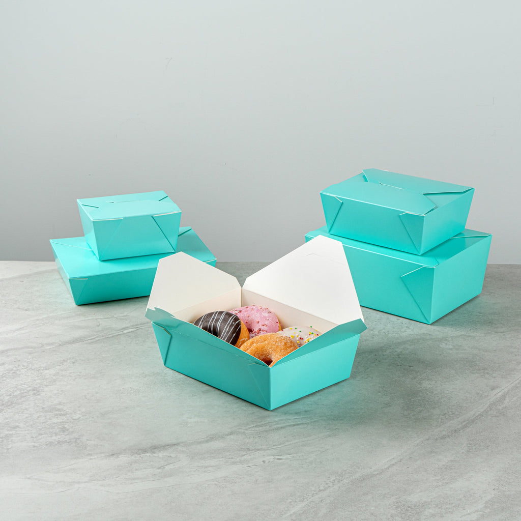 Bio Tek 71 oz Rectangle Turquoise Paper #3 Bio Box Take Out Container - 8 1/2" x 6 1/4" x 2 1/2" - 200 count box