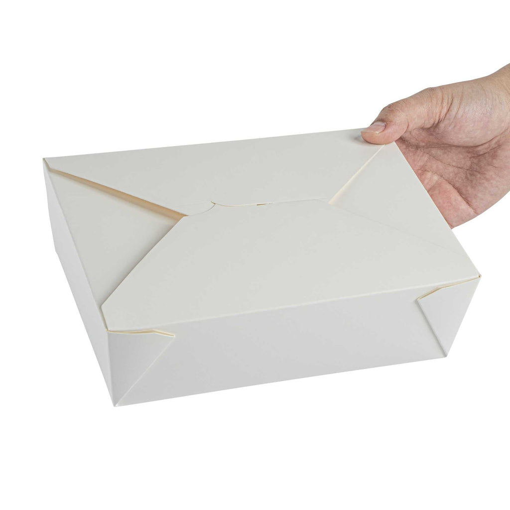 Bio Tek 71 oz Rectangle White Paper #3 Bio Box Take Out Container - 8 1/2" x 6 1/4" x 2 1/2" - 50 count box