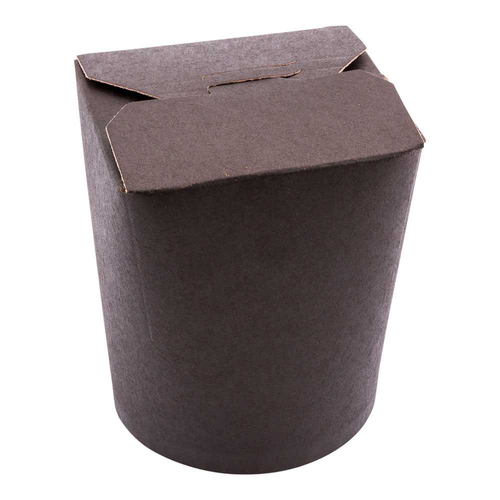 Bio Tek 16 oz Round Black Paper Noodle Take Out Container - 3 1/4" x 3" x 4" - 50 count box