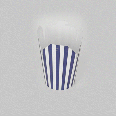 Bio Tek 16 oz Round Blue and White Stripe Paper Noodle Take Out Container - 3 1/4" x 3" x 4" - 200 count box