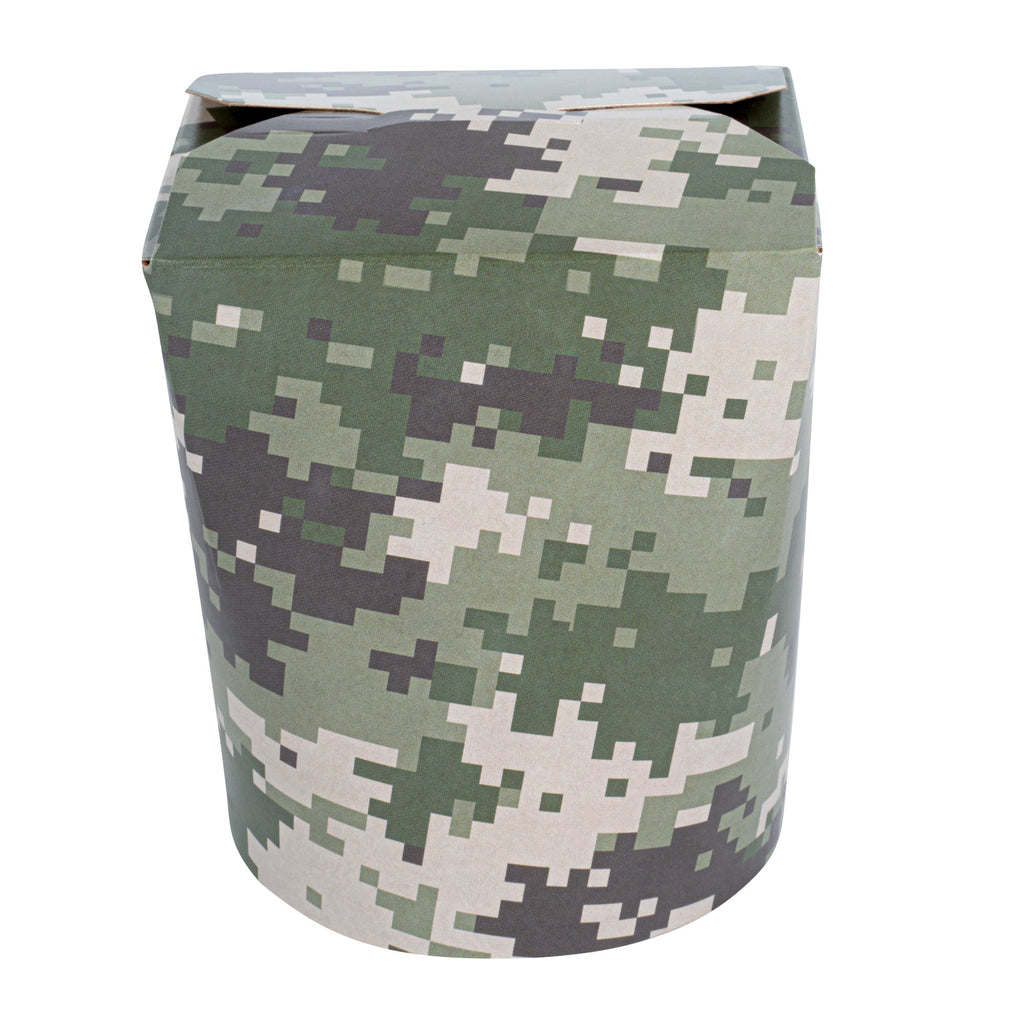 Bio Tek 16 oz Round Camouflage Paper Noodle Take Out Container - 3 1/4" x 3" x 4" -50 count box