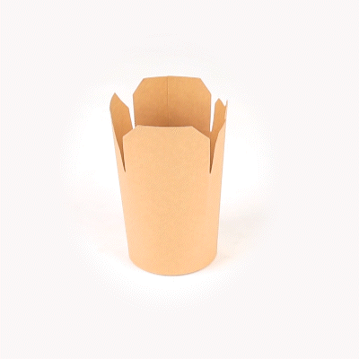 Bio Tek 16 oz Round Kraft Paper Noodle Take Out Container - 3 1/4" x 3" x 4" - 200 count box
