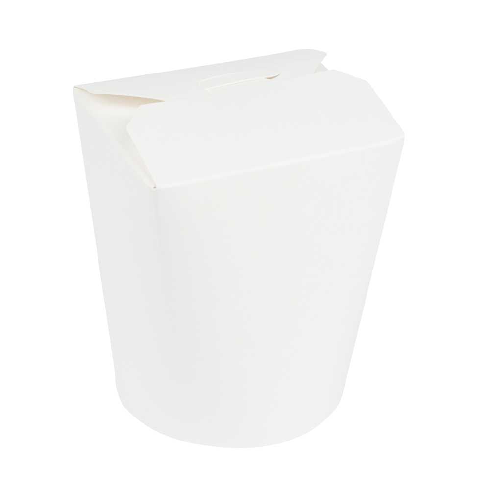 Bio Tek 16 oz Round White Paper Noodle Take Out Container - 3 1/4" x 3" x 4" - 200 count box