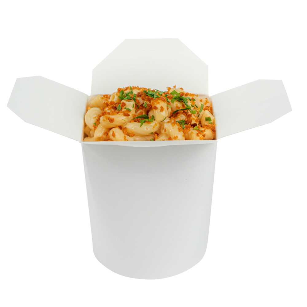 Bio Tek 16 oz Round White Paper Noodle Take Out Container - 3 1/4" x 3" x 4" - 50 count box