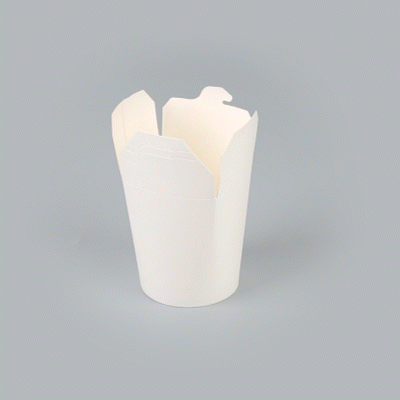 Bio Tek 16 oz Round White Paper Noodle Take Out Container - 3 1/4" x 3" x 4" - 50 count box