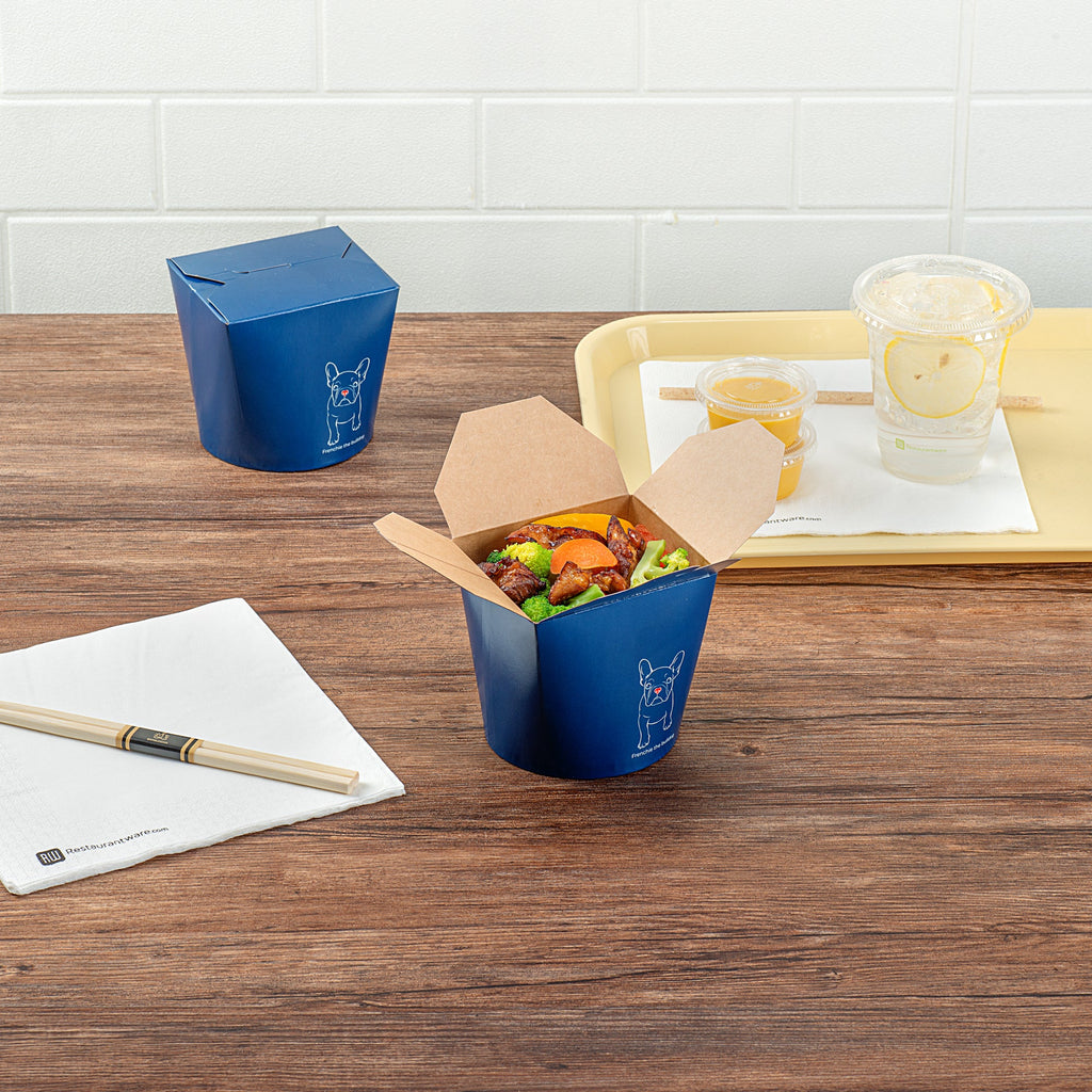 Bio Tek 26 oz Round Frenchie Paper Noodle Take Out Container - 4" x 3 1/2" x 3 3/4" - 200 count box