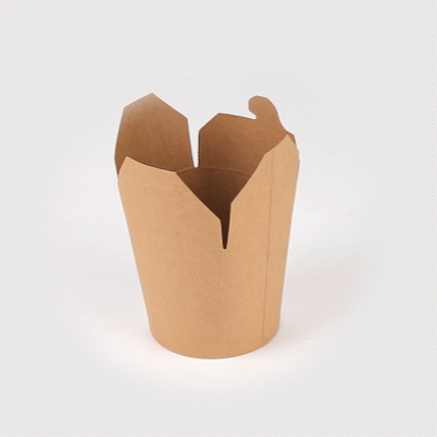 Bio Tek 26 oz Round Kraft Paper Noodle Take Out Container - 4" x 3 1/2" x 3 3/4" - 50 count box