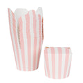 Bio Tek 26 oz Round Pink and White Stripe Paper Noodle Take Out Container - 4" x 3 1/2" x 3 3/4" - 50 count box