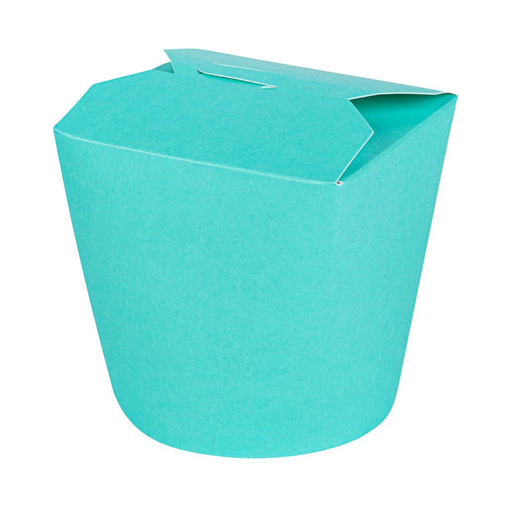 Bio Tek 26 oz Round Turquoise Paper Noodle Take Out Container - 4" x 3 1/2" x 3 3/4" - 50 count box