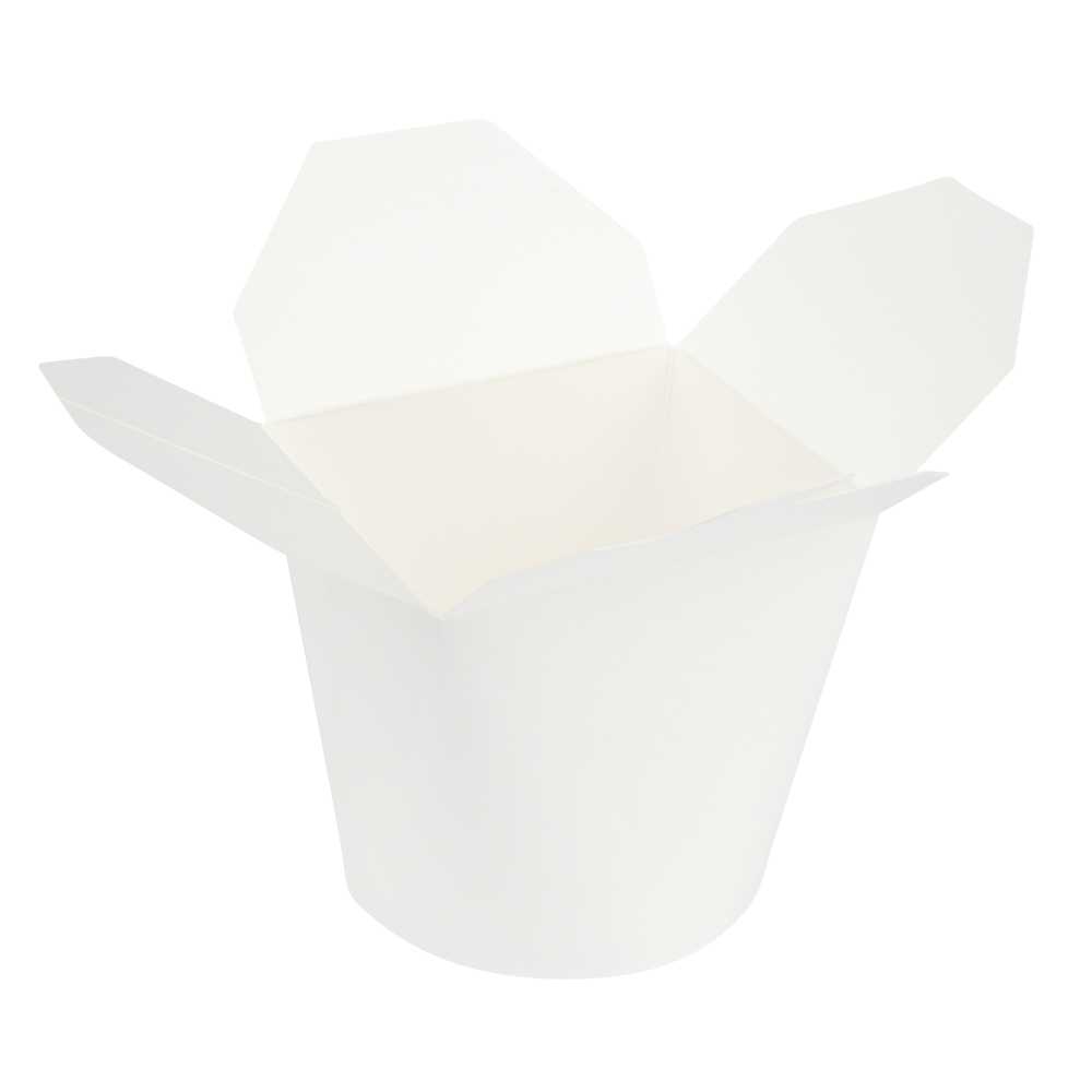 Bio Tek 26 oz Round White Paper Noodle Take Out Container - 4" x 3 1/2" x 3 3/4" - 50 count box
