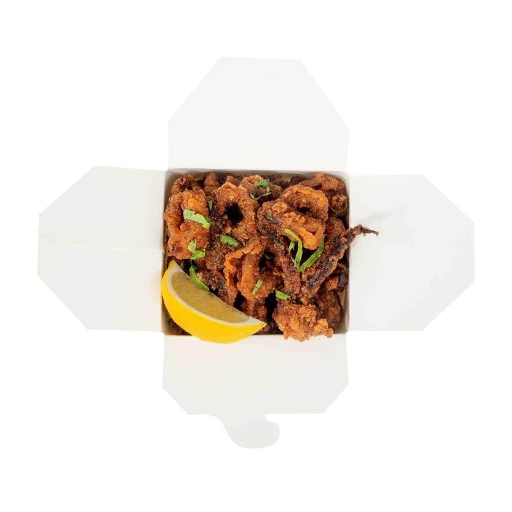 Bio Tek 26 oz Round White Paper Noodle Take Out Container - 4" x 3 1/2" x 3 3/4" - 200 count box