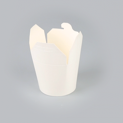 Bio Tek 26 oz Round White Paper Noodle Take Out Container - 4" x 3 1/2" x 3 3/4" - 200 count box