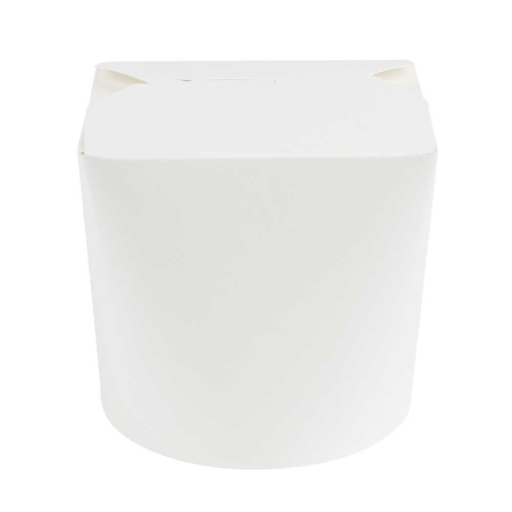 Bio Tek 26 oz Round White Paper Noodle Take Out Container - 4" x 3 1/2" x 3 3/4" - 200 count box