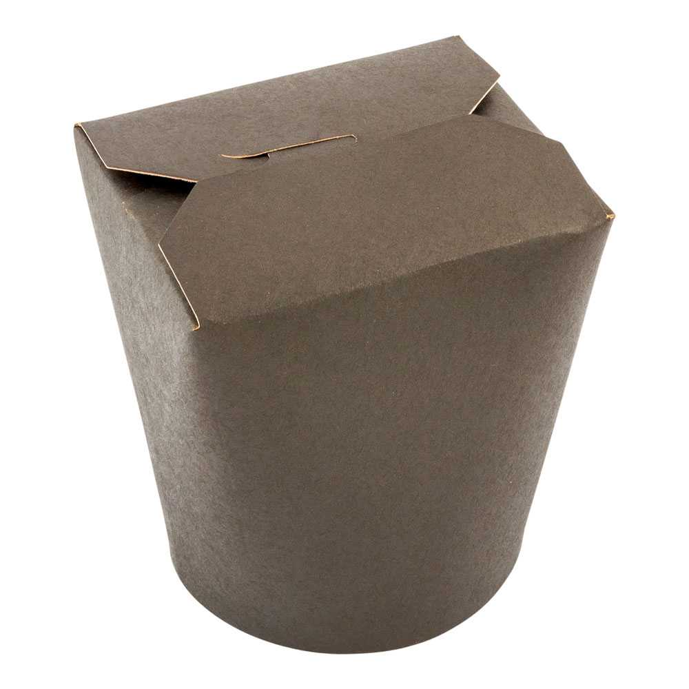Bio Tek 32 oz Round Black Paper Noodle Take Out Container - 4" x 3 1/2" x 4 1/2" - 50 count box