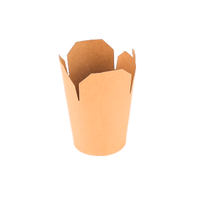Bio Tek 32 oz Round Kraft Paper Noodle Take Out Container - 4" x 3 1/2" x 4 1/2" - 50 count box