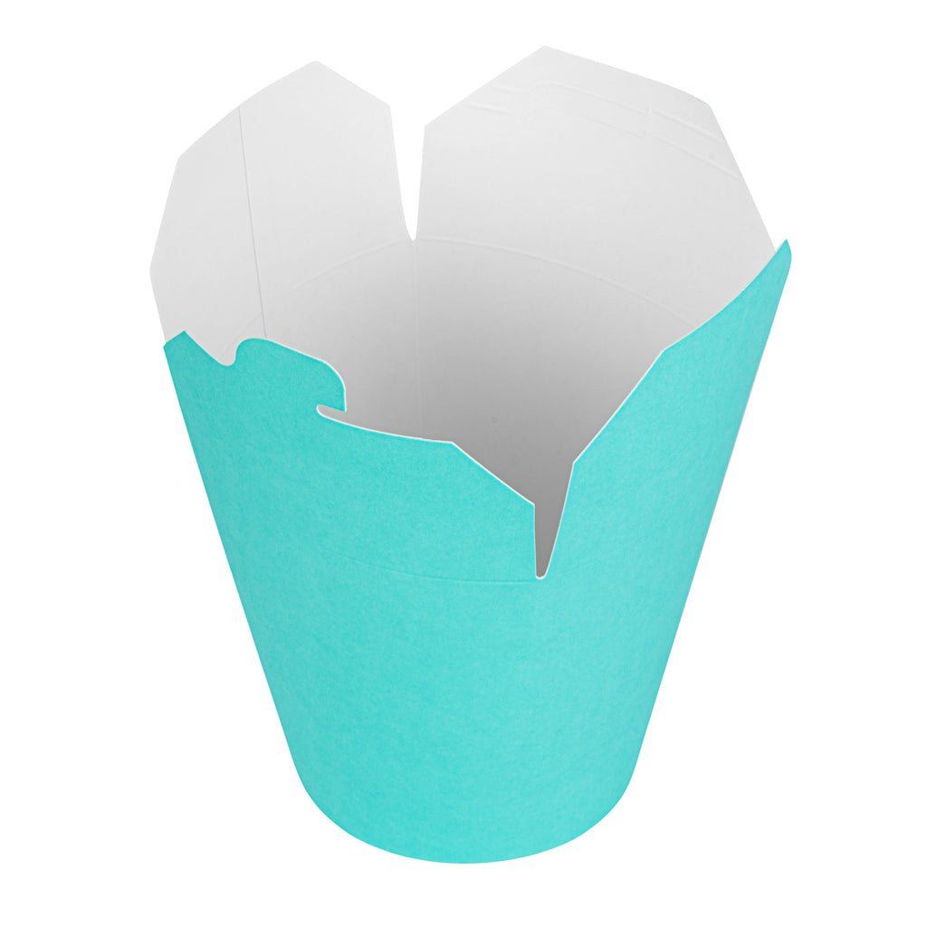 Bio Tek 32 oz Round Turquoise Paper Noodle Take Out Container - 4" x 3 1/2" x 4 1/2" - 50 count box