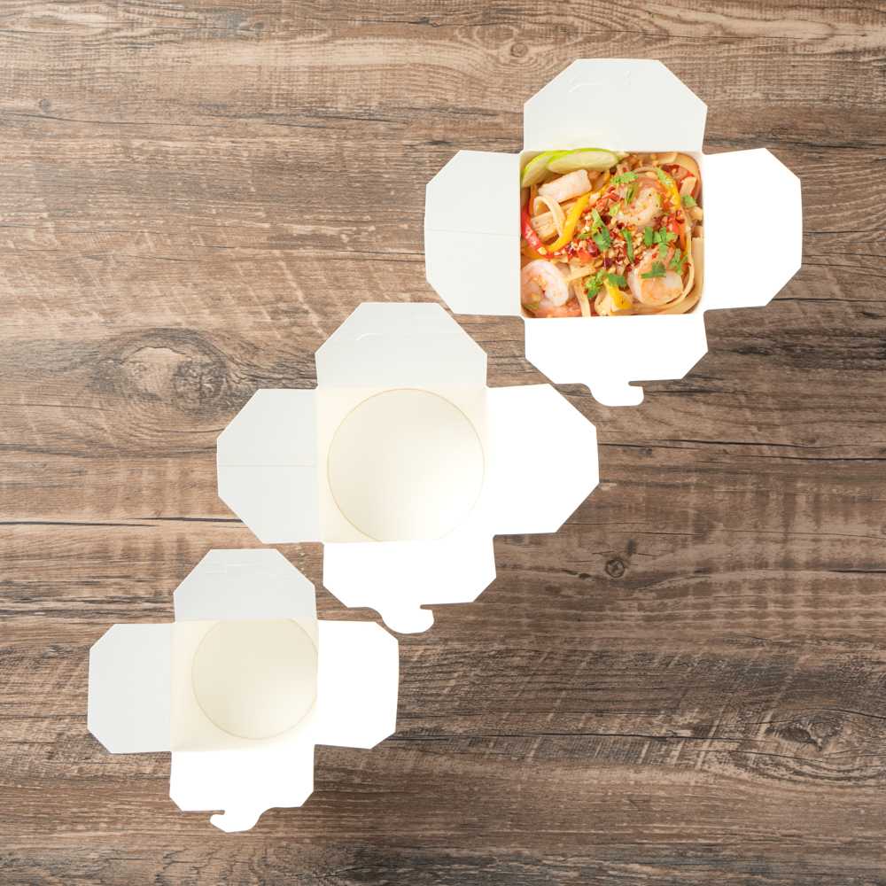 Bio Tek 32 oz Round White Paper Noodle Take Out Container - 4" x 3 1/2" x 4 1/2" - 200 count box