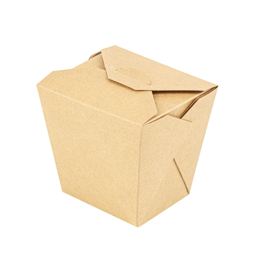 Bio Tek 26 oz Square Kraft Paper Noodle Take Out Container - 4" x 3 1/2" x 4" - 200 count box
