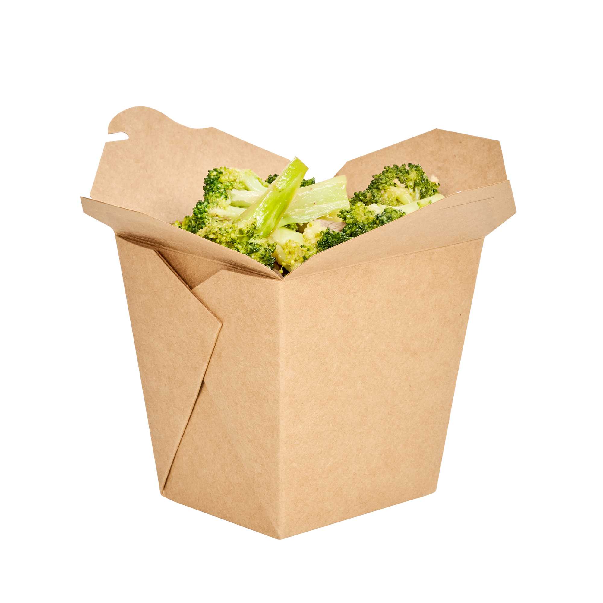 Bio Tek 26 oz Square Kraft Paper Noodle Take Out Container - 4" x 3 1/2" x 4" - 25 count box