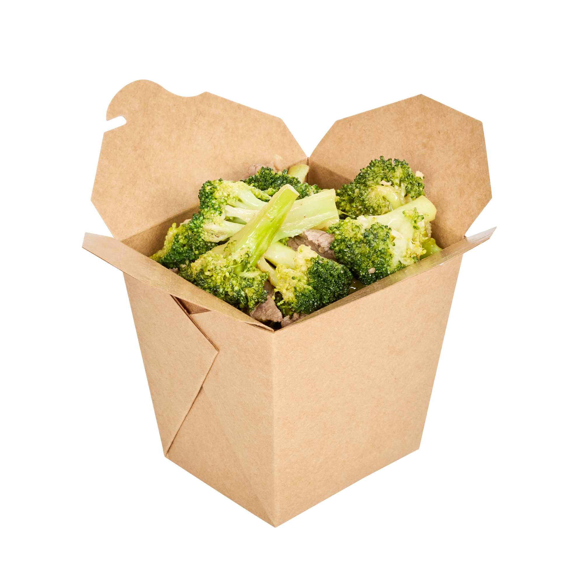 Bio Tek 26 oz Square Kraft Paper Noodle Take Out Container - 4" x 3 1/2" x 4" - 25 count box