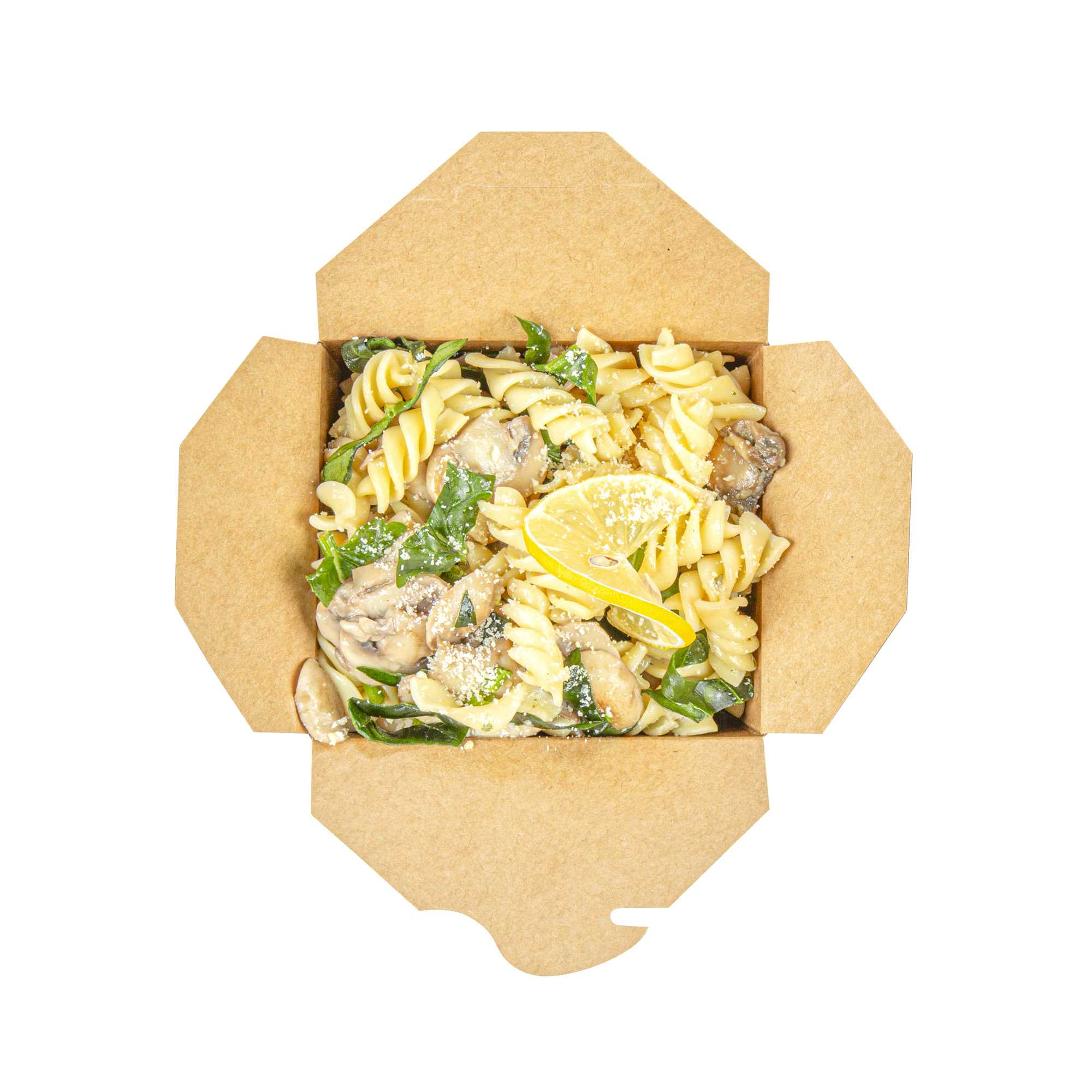 Bio Tek 26 oz Square Kraft Paper Noodle Take Out Container - 4" x 3 1/2" x 4" - 25 count box