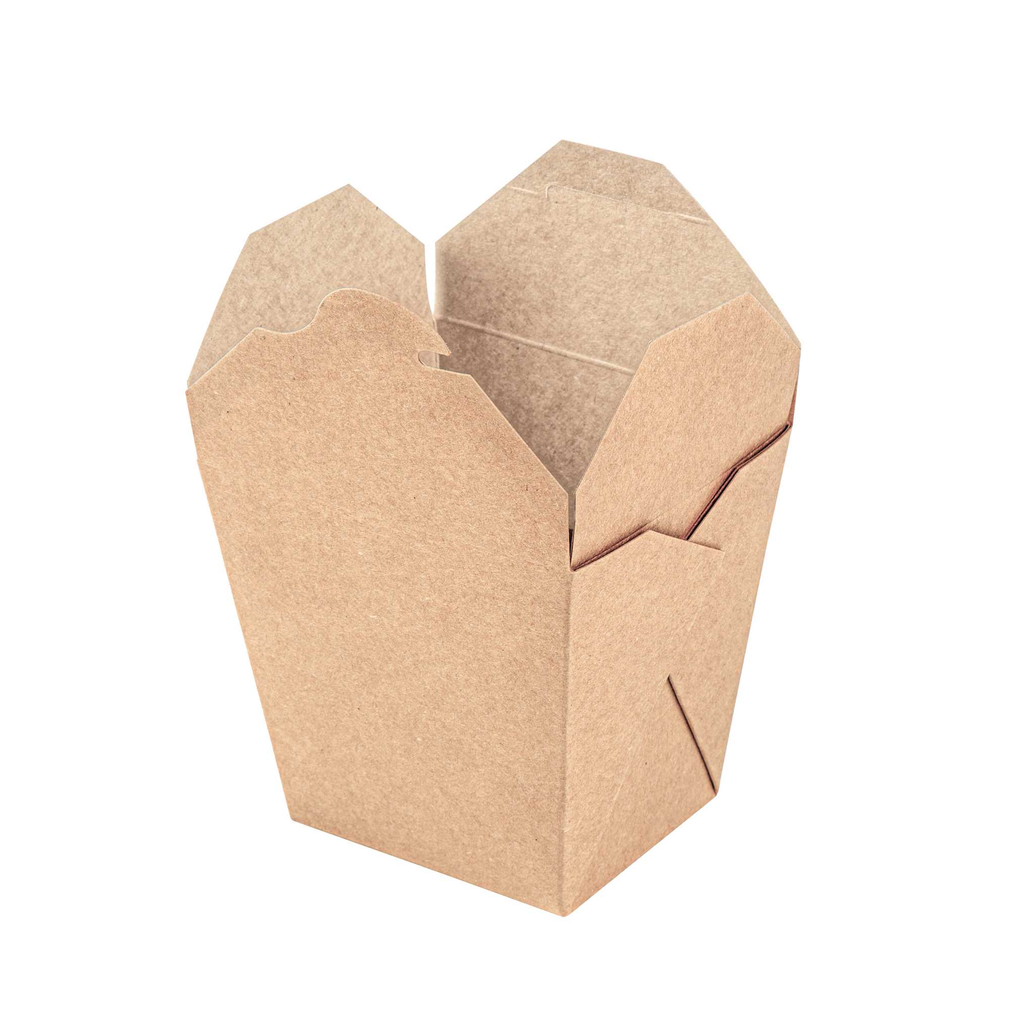 Bio Tek 26 oz Square Kraft Paper Noodle Take Out Container - 4" x 3 1/2" x 4" - 25 count box