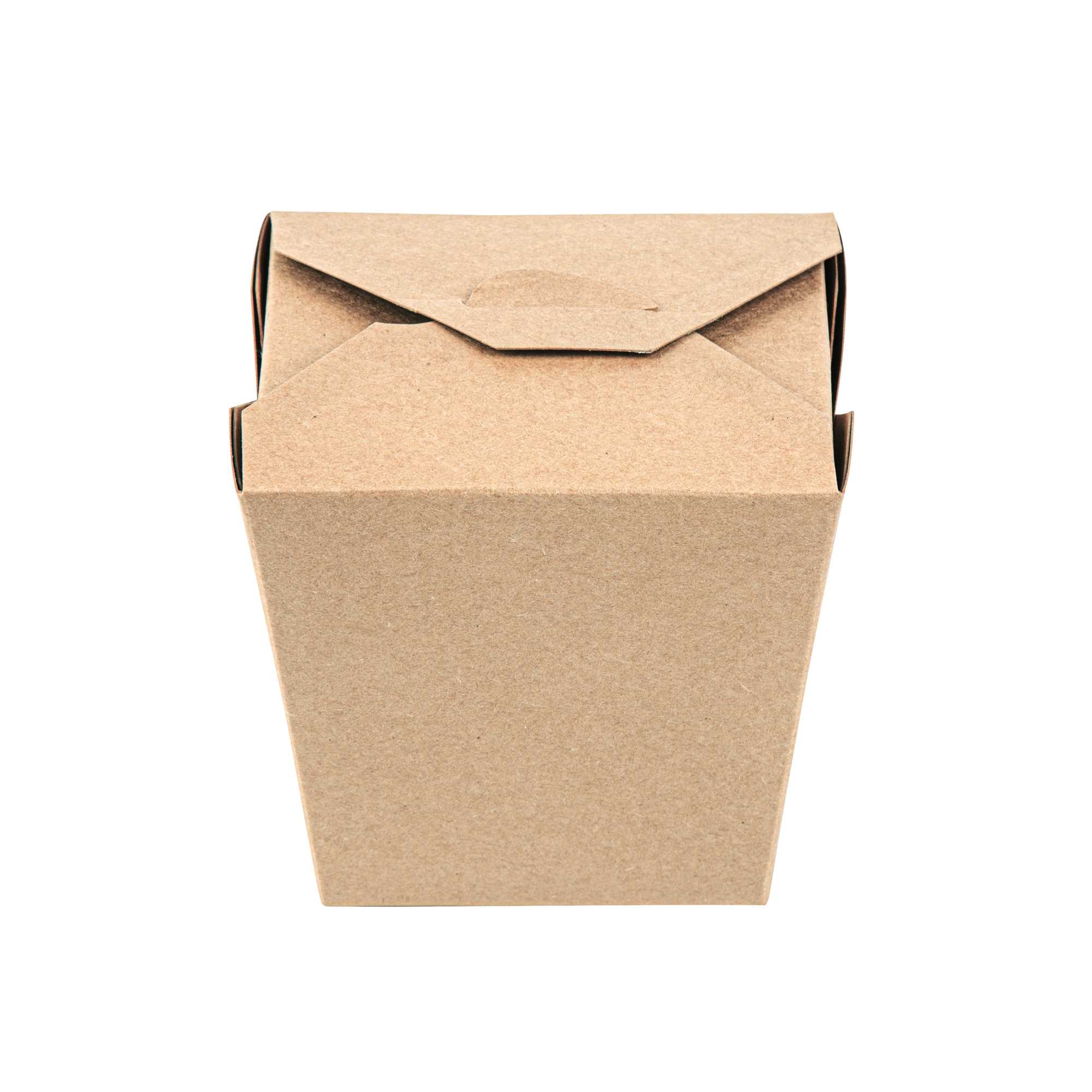 Bio Tek 26 oz Square Kraft Paper Noodle Take Out Container - 4" x 3 1/2" x 4" - 25 count box