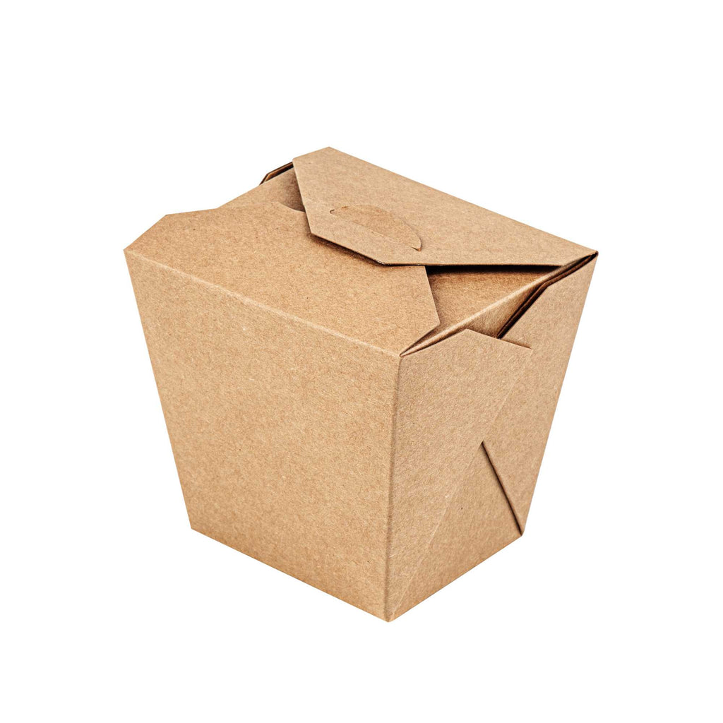 Bio Tek 26 oz Square Kraft Paper Noodle Take Out Container - 4" x 3 1/2" x 4" - 25 count box