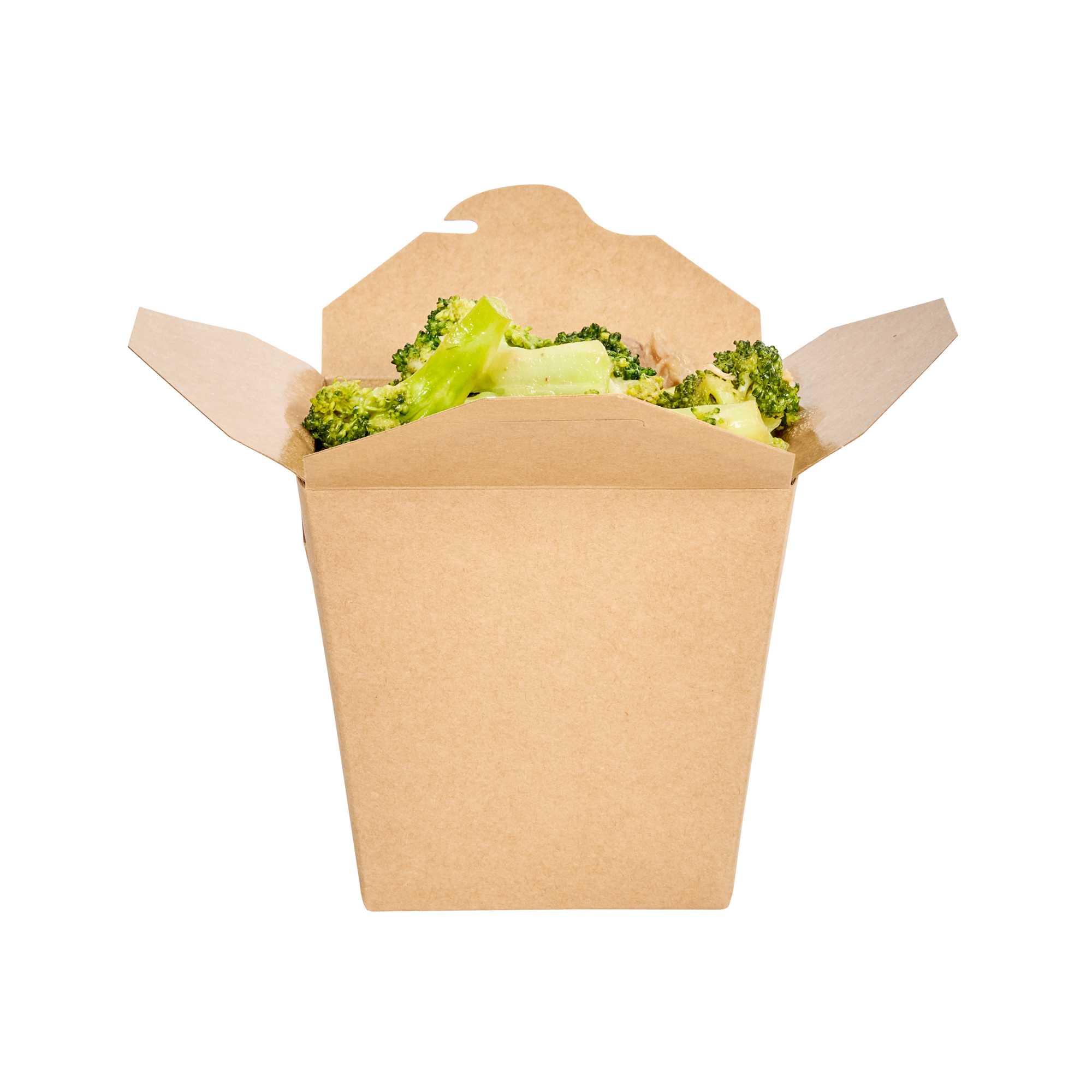 Bio Tek 26 oz Square Kraft Paper Noodle Take Out Container - 4" x 3 1/2" x 4" - 50 count box