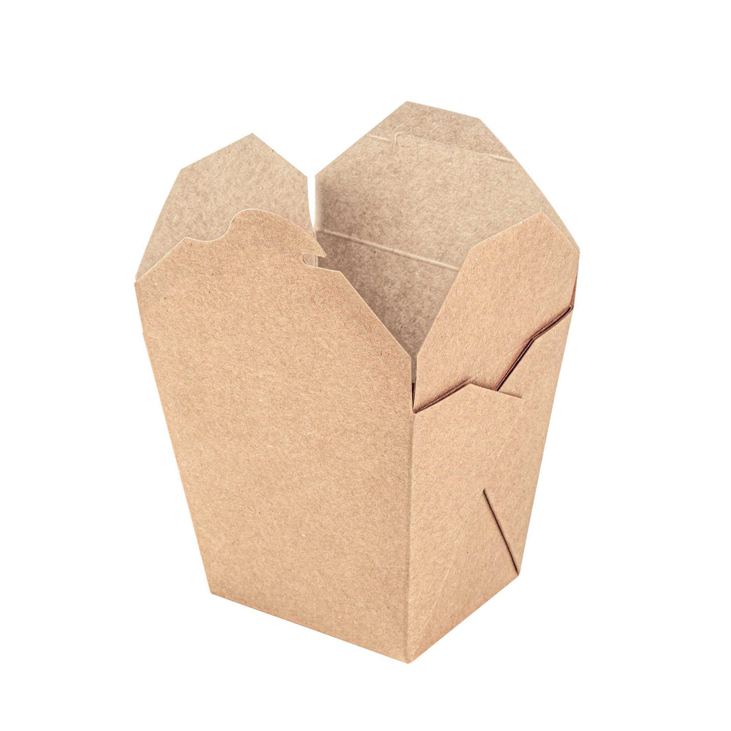 Bio Tek 26 oz Square Kraft Paper Noodle Take Out Container - 4" x 3 1/2" x 4" - 50 count box