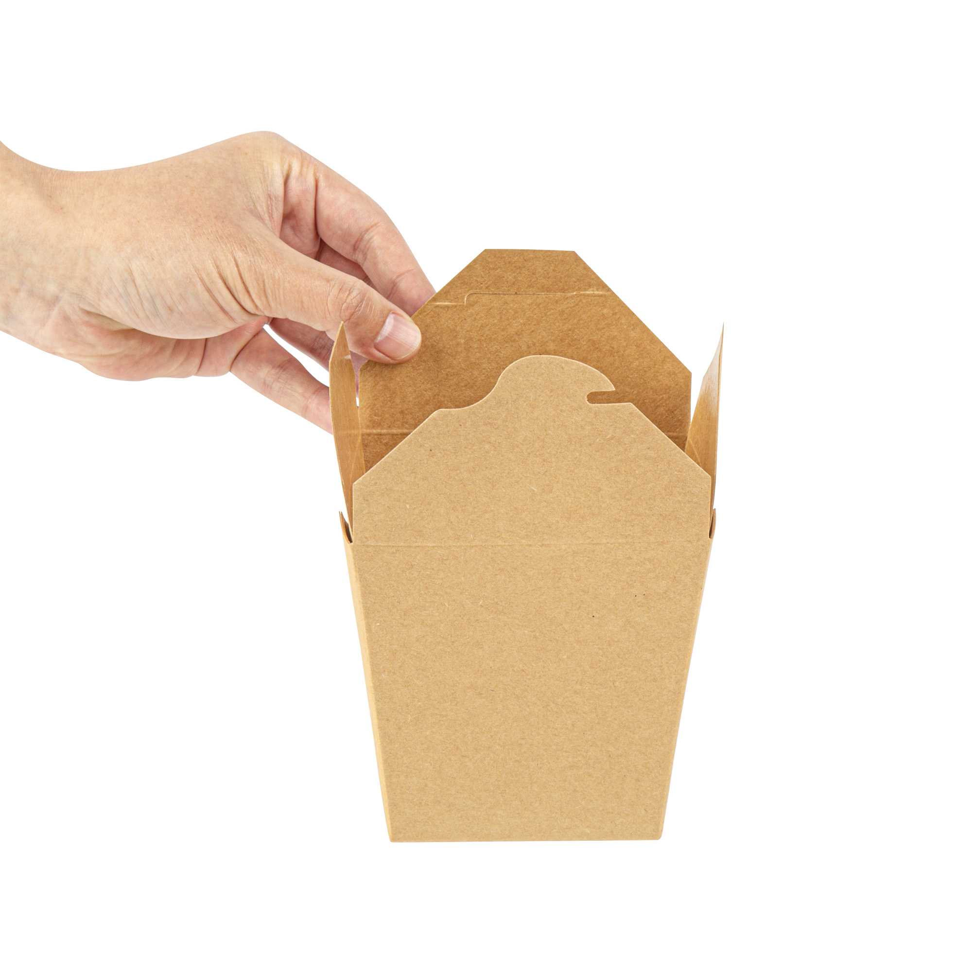 Bio Tek 26 oz Square Kraft Paper Noodle Take Out Container - 4" x 3 1/2" x 4" - 200 count box