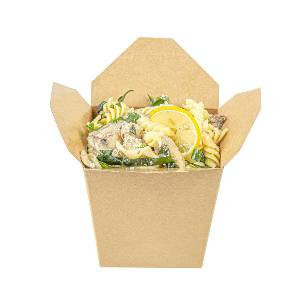 Bio Tek 26 oz Square Kraft Paper Noodle Take Out Container - 4" x 3 1/2" x 4" - 200 count box