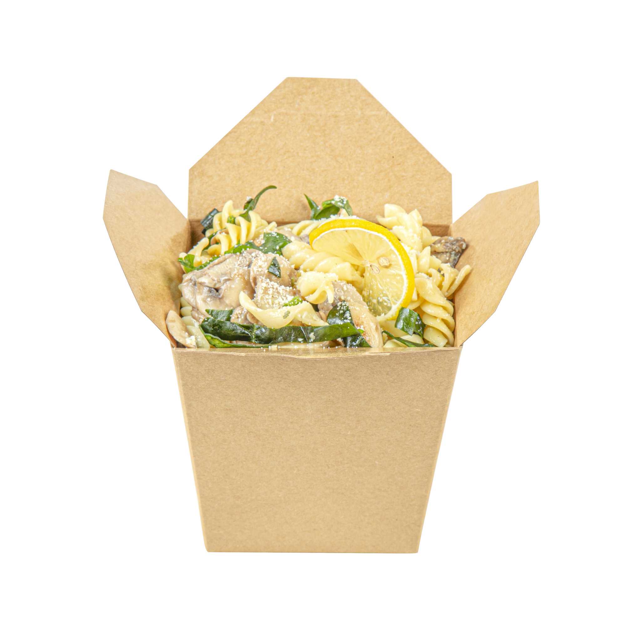 Bio Tek 26 oz Square Kraft Paper Noodle Take Out Container - 4" x 3 1/2" x 4" - 200 count box
