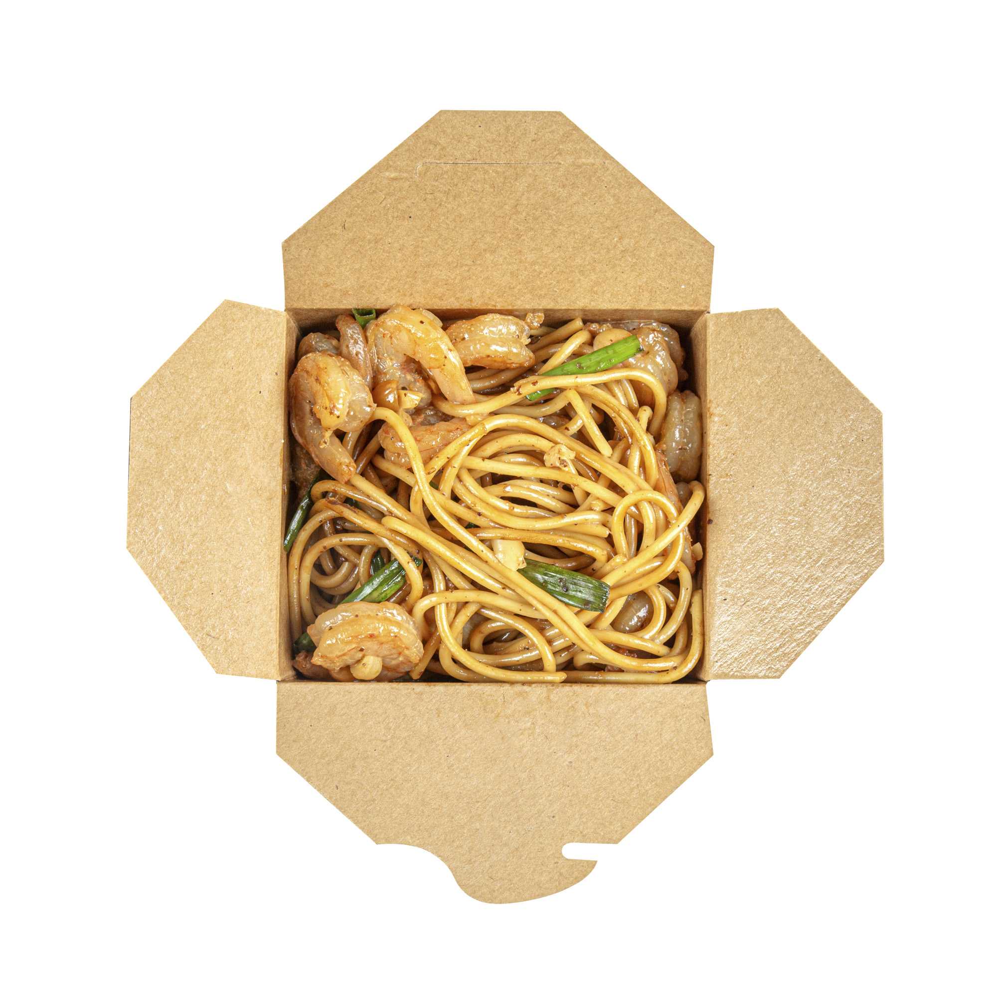 Bio Tek 26 oz Square Black Paper Noodle Take Out Container - 4" x 3 1/2" x 4" - 25 count box
