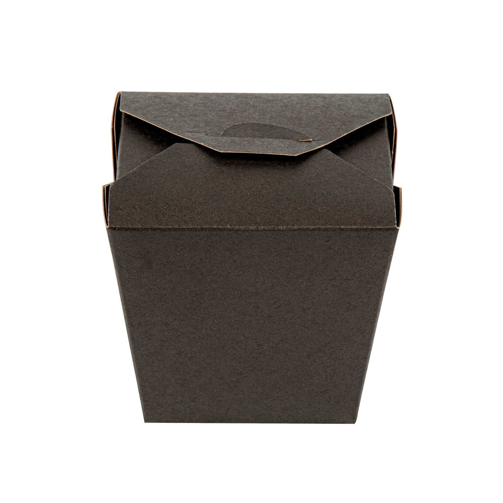 Bio Tek 26 oz Square Black Paper Noodle Take Out Container - 4" x 3 1/2" x 4" - 25 count box