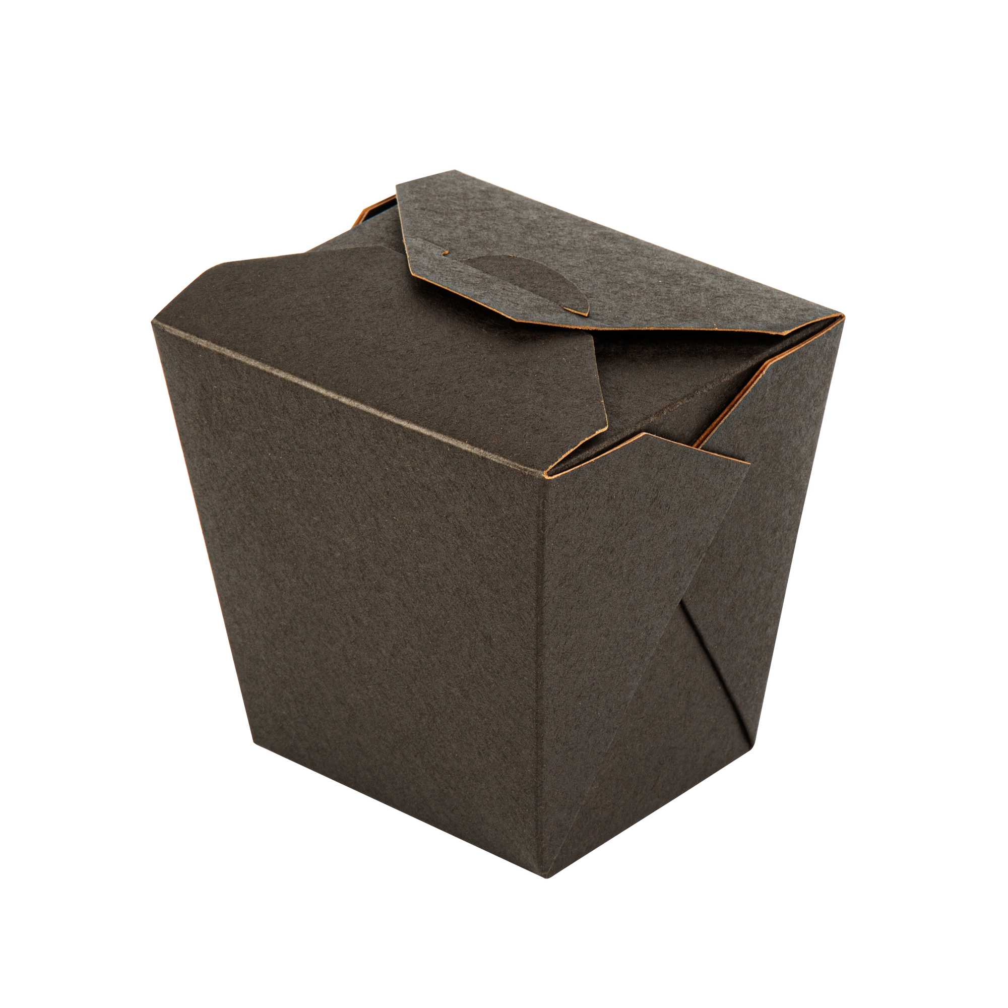 Bio Tek 26 oz Square Black Paper Noodle Take Out Container - 4" x 3 1/2" x 4" - 50 count box