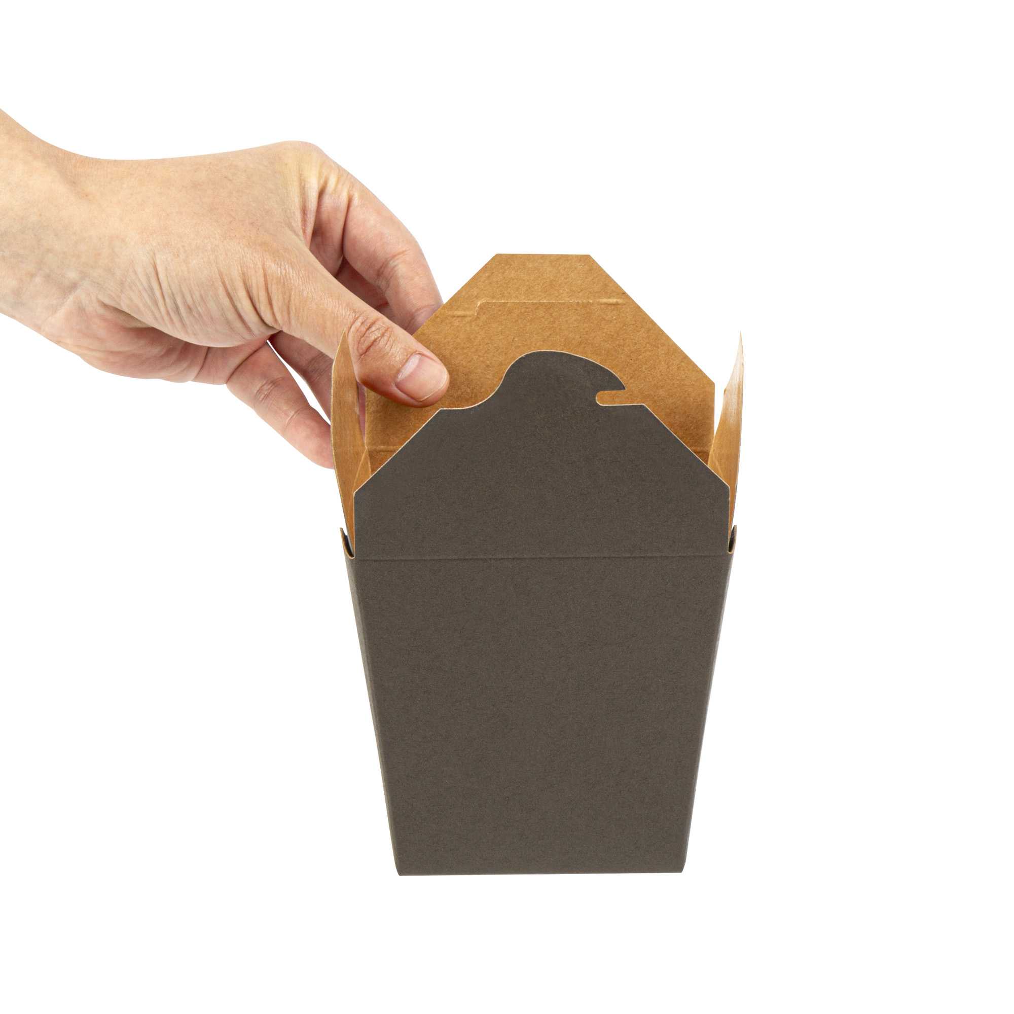Bio Tek 26 oz Square Black Paper Noodle Take Out Container - 4" x 3 1/2" x 4" - 200 count box