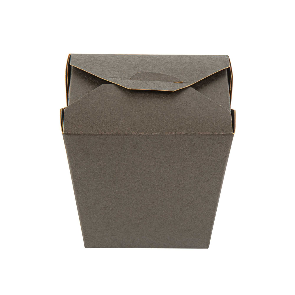 Bio Tek 26 oz Square Black Paper Noodle Take Out Container - 4" x 3 1/2" x 4" - 200 count box