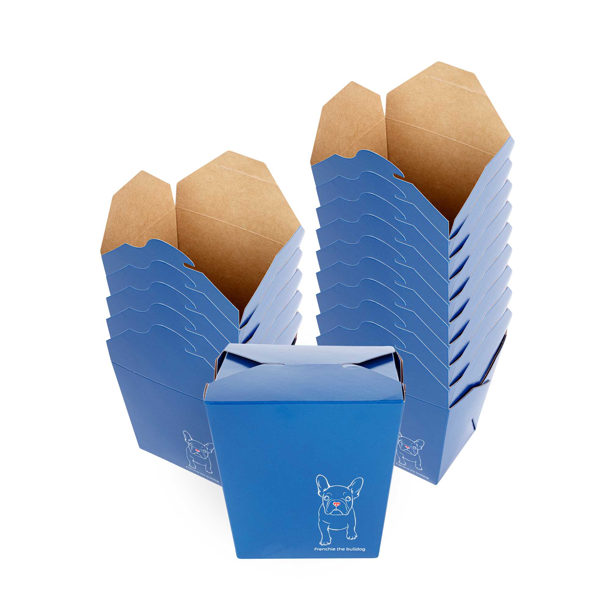 Bio Tek 26 oz Square Frenchie Paper Noodle Take Out Container - 4" x 3 1/2" x 4" - 50 count box