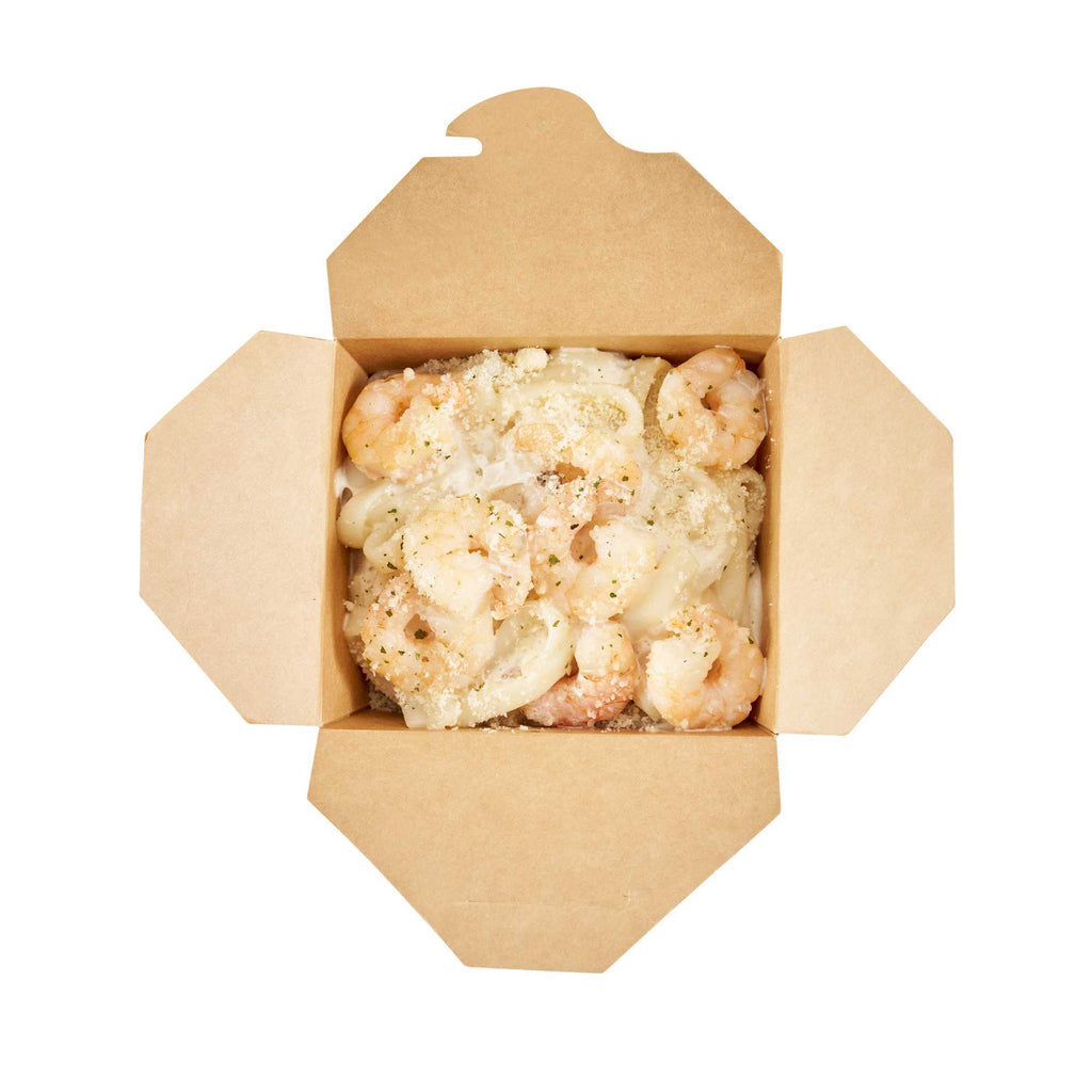 Bio Tek 26 oz Square Frenchie Paper Noodle Take Out Container - 4" x 3 1/2" x 4" - 50 count box