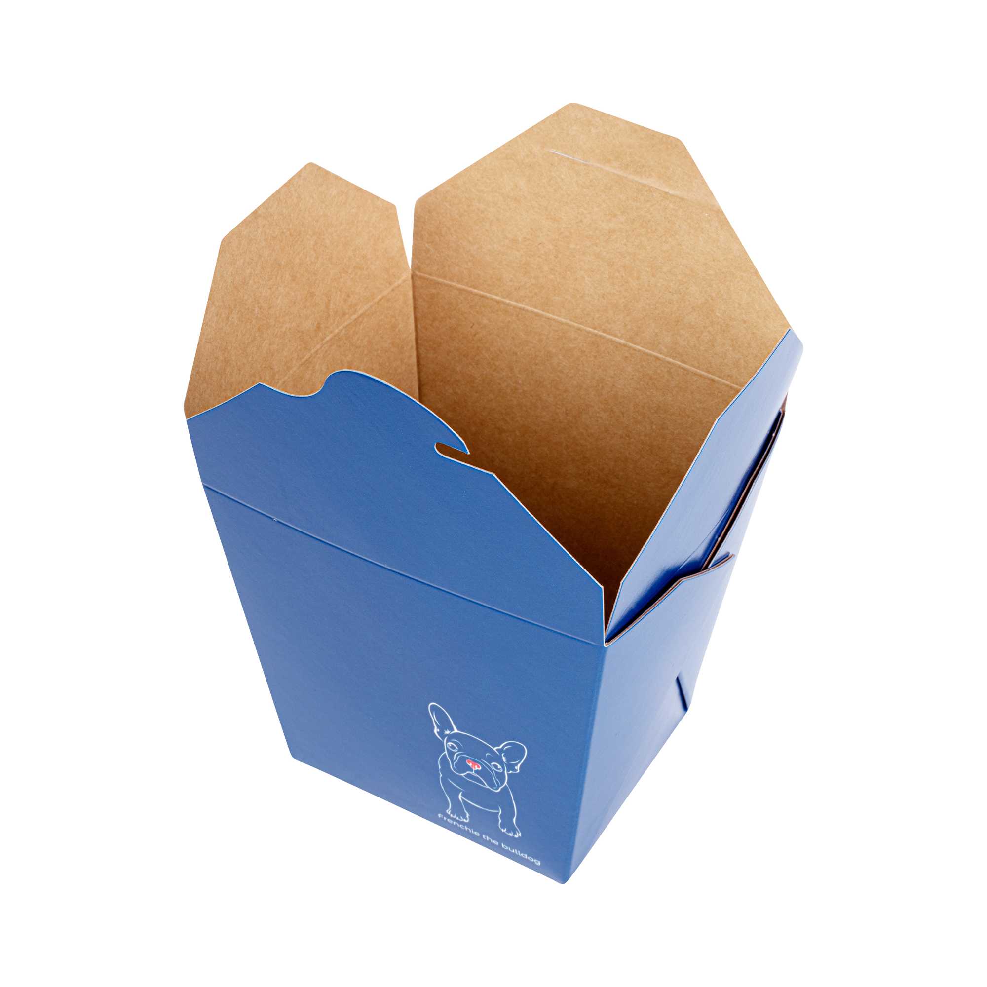 Bio Tek 26 oz Square Frenchie Paper Noodle Take Out Container - 4" x 3 1/2" x 4" - 50 count box