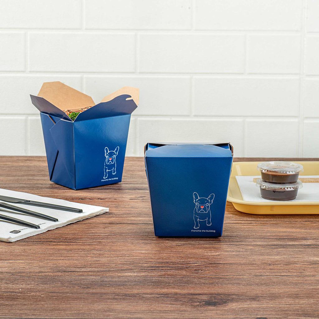 Bio Tek 26 oz Square Frenchie Paper Noodle Take Out Container - 4" x 3 1/2" x 4" - 200 count box