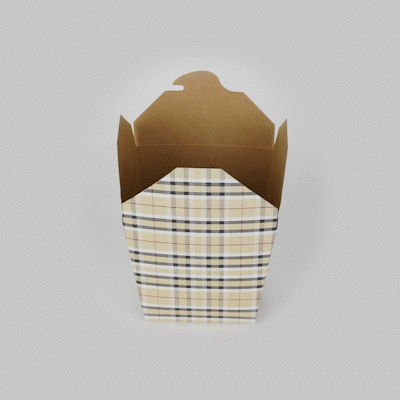 Bio Tek 26 oz Square Plaid Paper Noodle Take Out Container - 4" x 3 1/2" x 4" - 50 count box