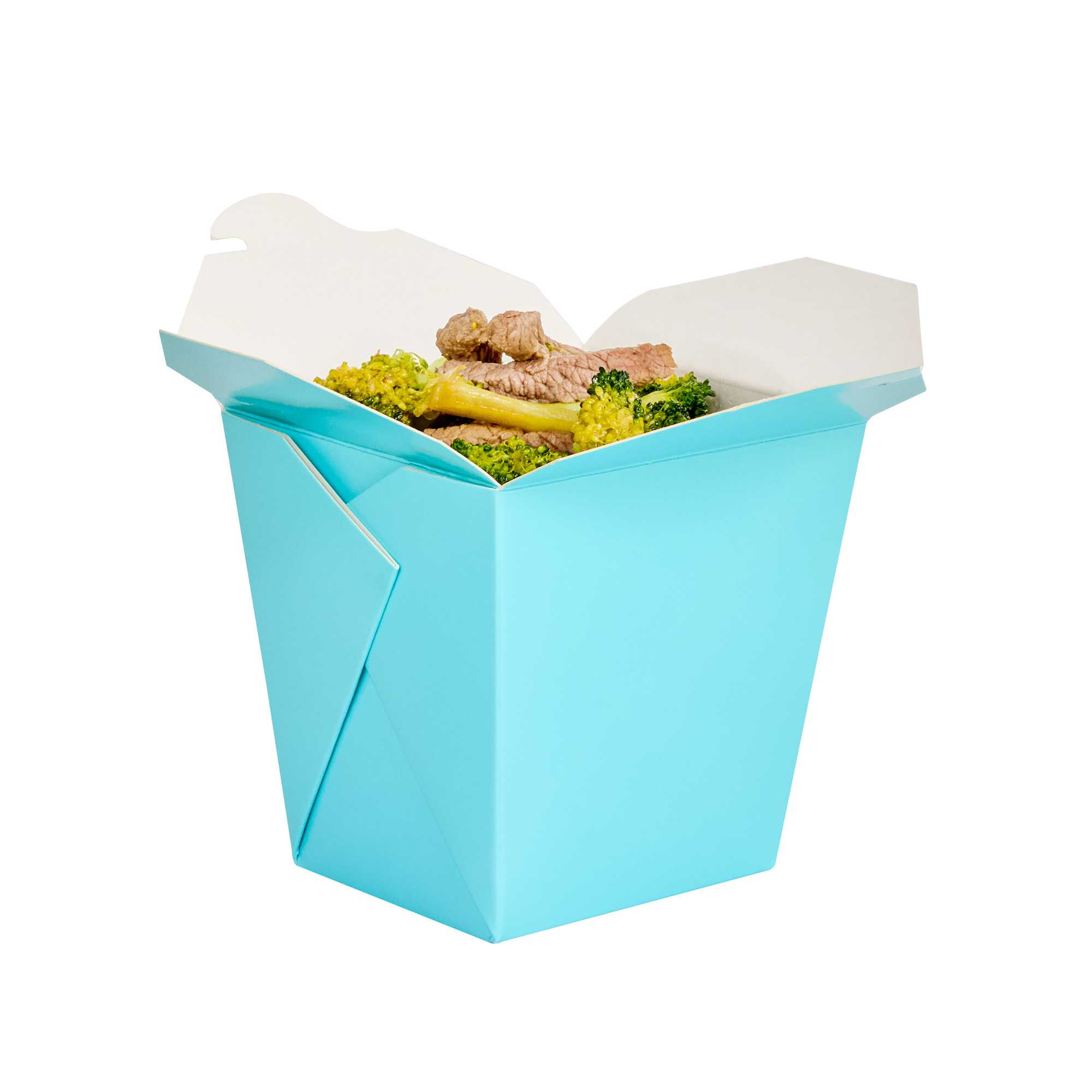 Bio Tek 26 oz Square Turquoise Paper Noodle Take Out Container - 4" x 3 1/2" x 4" - 200 count box